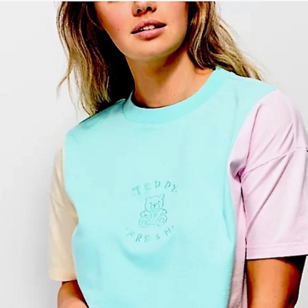 Teddy Fresh Colorblock Tee in Blue, Pink, and Cream - Picture 11 of 12